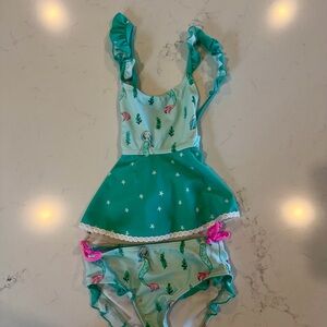 SweetHoney - Girls' Teal Mermaid Skirted Swimsuit - Kids Accessories